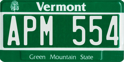 VT license plate APM554
