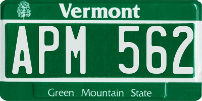 VT license plate APM562
