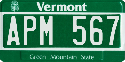 VT license plate APM567