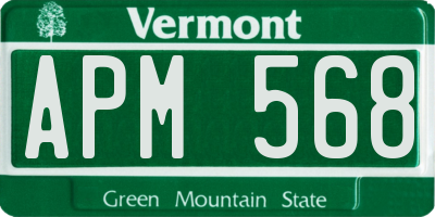 VT license plate APM568