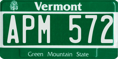 VT license plate APM572