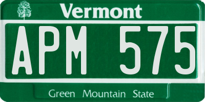 VT license plate APM575