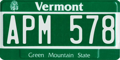 VT license plate APM578