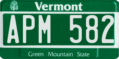 VT license plate APM582