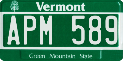 VT license plate APM589