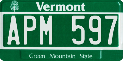 VT license plate APM597