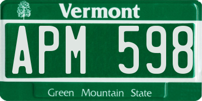 VT license plate APM598