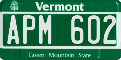 VT license plate APM602