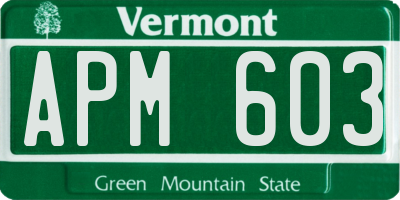VT license plate APM603