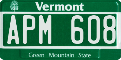 VT license plate APM608
