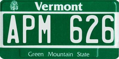 VT license plate APM626
