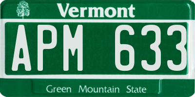 VT license plate APM633