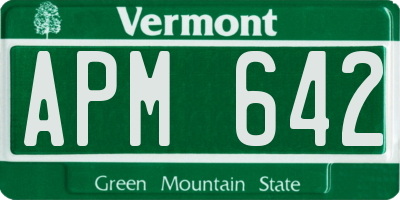 VT license plate APM642