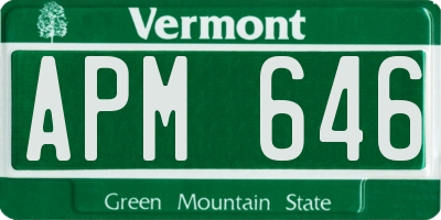 VT license plate APM646