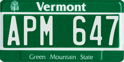 VT license plate APM647