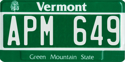 VT license plate APM649