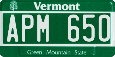 VT license plate APM650