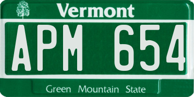 VT license plate APM654