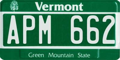 VT license plate APM662