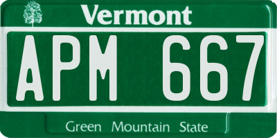 VT license plate APM667
