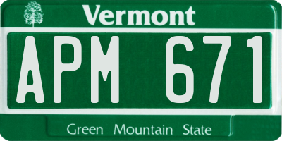 VT license plate APM671