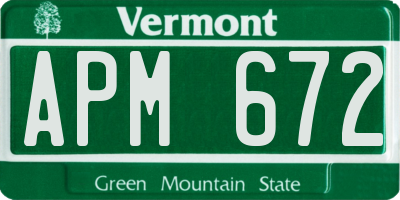 VT license plate APM672