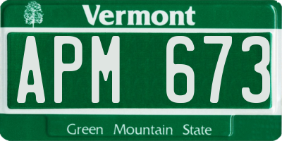 VT license plate APM673