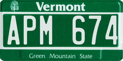 VT license plate APM674