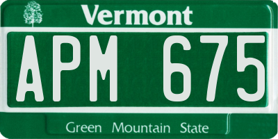 VT license plate APM675