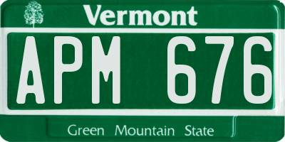 VT license plate APM676