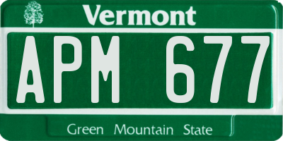 VT license plate APM677