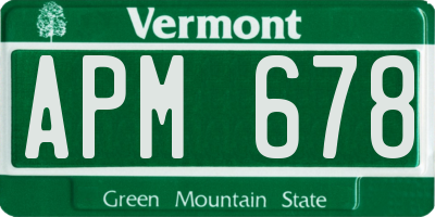 VT license plate APM678