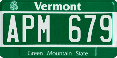 VT license plate APM679