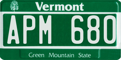 VT license plate APM680