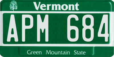 VT license plate APM684