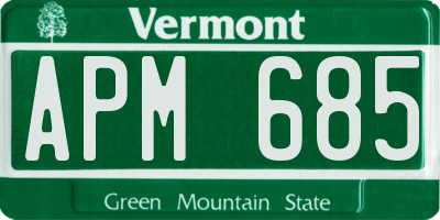VT license plate APM685