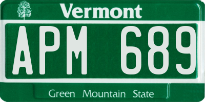 VT license plate APM689