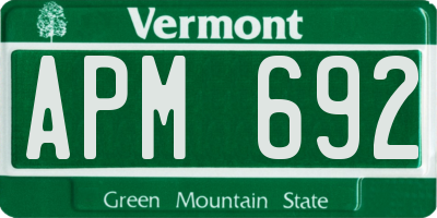 VT license plate APM692