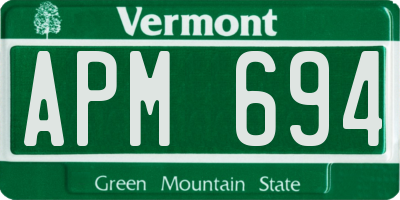 VT license plate APM694