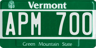VT license plate APM700