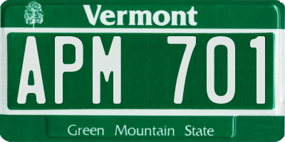 VT license plate APM701