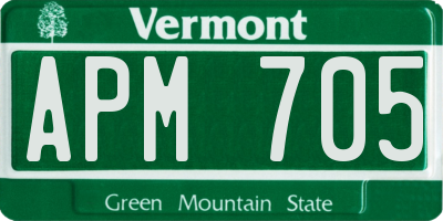 VT license plate APM705