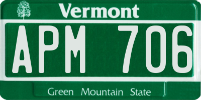 VT license plate APM706