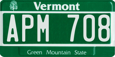 VT license plate APM708
