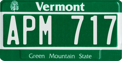 VT license plate APM717
