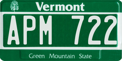 VT license plate APM722