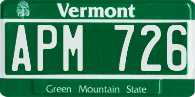 VT license plate APM726