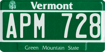 VT license plate APM728