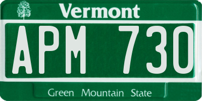 VT license plate APM730
