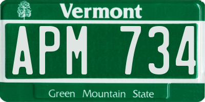 VT license plate APM734
